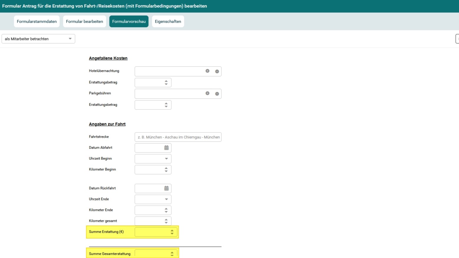 Screenshot - Formular Fahrt- und Reisekostenabrechnung 6