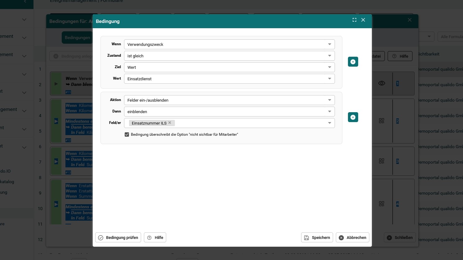 Screenshot - Formularbedingung Nummernfeld einblenden
