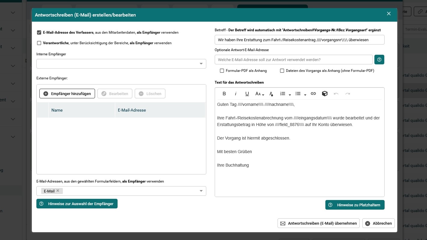 Screenshot - Vorgangsbedingung E-Mail-Benachrichtigung nach Gutschrift