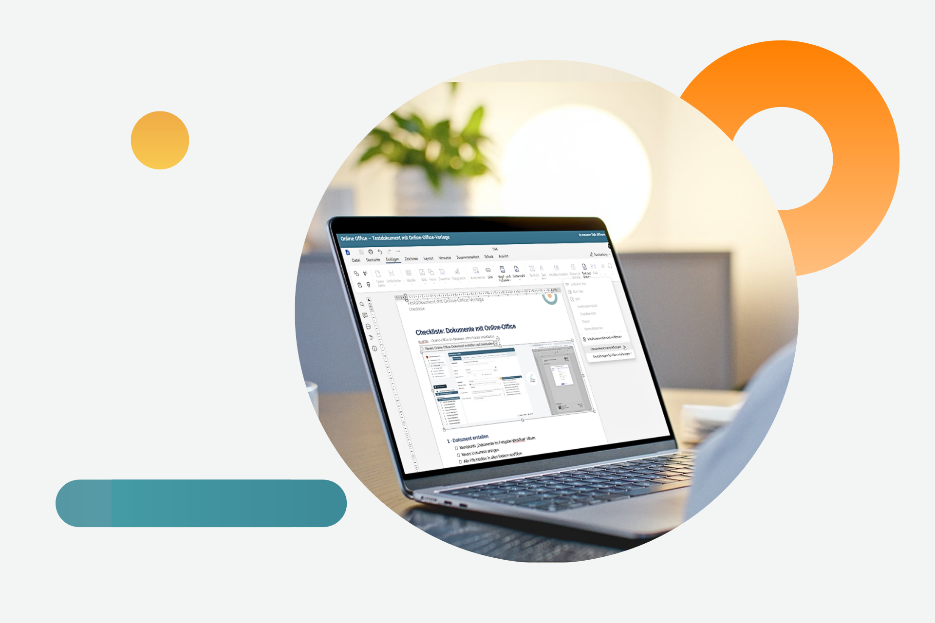 Browserbasierter Online-Office-Workflow im qualido manager® auf einem Laptop-Bildschirm